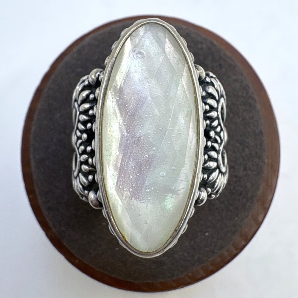 Carolyn Pollack Sterling Silver White Mother of Pearl Doublet Stone Ring Size 7